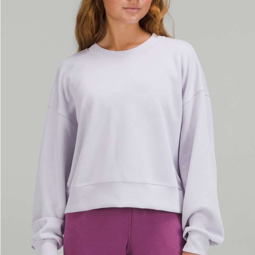 Lululemon softstreme perfectly oversized cropped crew, 2/xs, purple lavender